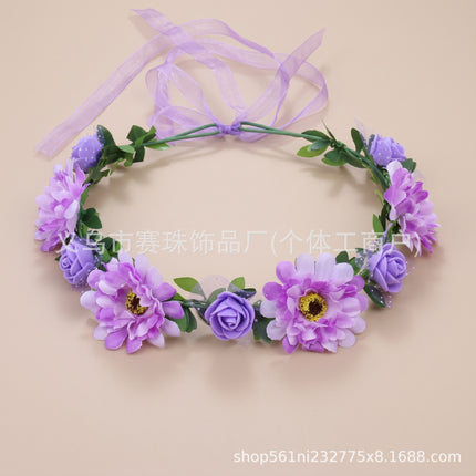 Beautiful Mori Women's Hair Flower Korean Style Hair Band Seaside Beach Wreath Headwear Mori Women's Super Fairy Wreath Headwear New Hair Accessories