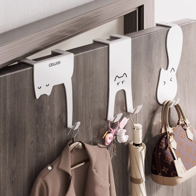 Behind the door hook storage rack punch-free kitchen cabinet door wall hanging hanger storage clothes hat key artifact