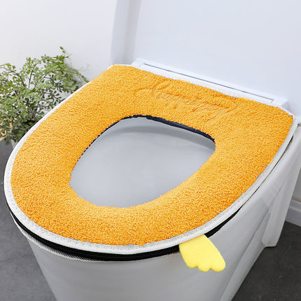 Household toilet cover portable zipper toilet seat cushion winter plush toilet seat cover waterproof thickened toilet mat