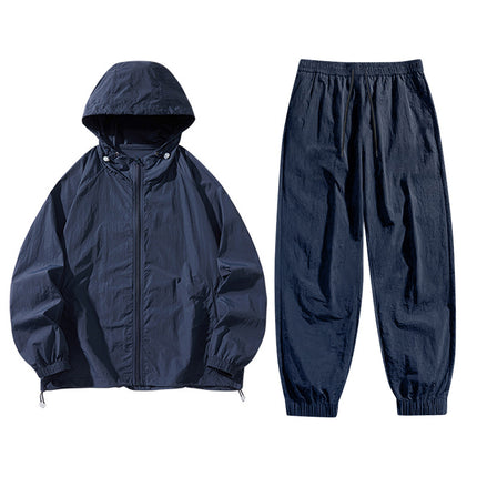 Sun Protection Clothing Set Upf50+ Cool-Touch Ice Silk Original Yarn Hooded Breathable Nylon Ice Silk Outdoor Skin Protection Clothing Shorts