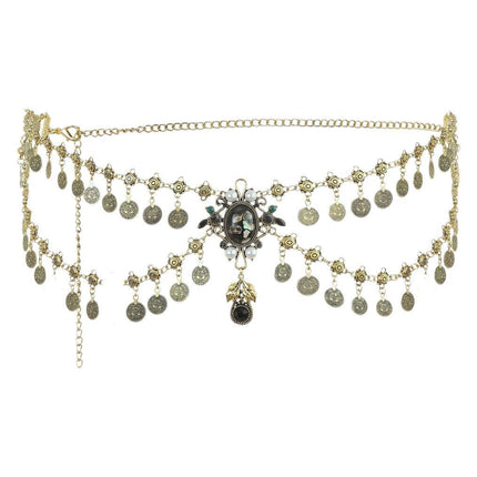 New alloy vintage tassel coins belly dance waist chain ladies gorgeous jewelry daily wear factory direct sales