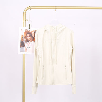 LULU in stock Hooded Jacket Running Yoga Jacket Sports Slim Zipper Cardigan Fitness Top Women