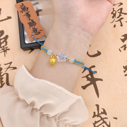 New Chinese Style Design Sense Plum Blossom Woven Bracelet Women's Chinese Style Adjustable Woven Hand Rope Gift Hand Woven Rope