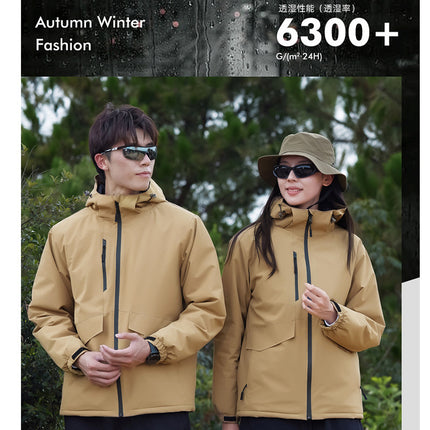 Down Cotton Pressure Cotton Jacket Men's Thickened Camping fleece-lined Windproof and Rainproof Work Clothes Windbreaker Jacket Logo