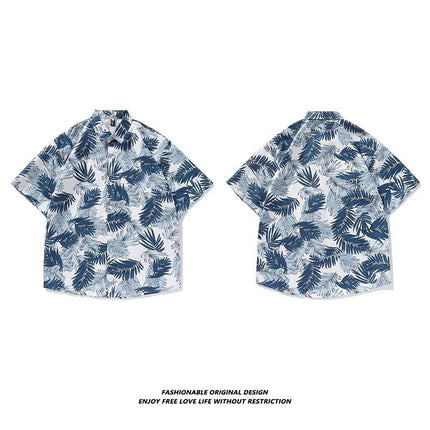Men's Shirt Printed Summer New Thin Loose Casual Fashion Seaside Vacation Style Beach Top All-Match