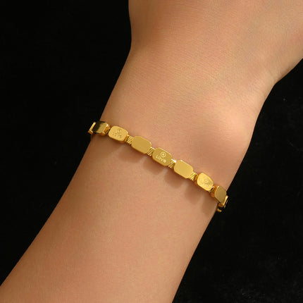 Titanium Steel Bracelet Does Not Fade, Diamond-Encrusted Real Gold Electroplated 18K Gold Stainless Steel Bracelet Douyin Cross-Border Same Style