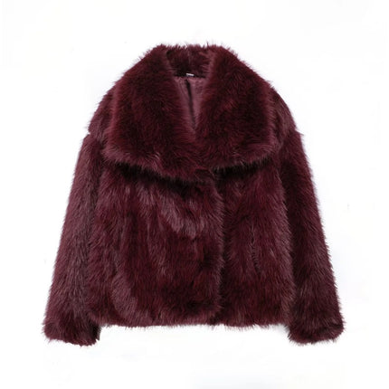 KAOPU ZA fur large lapel imitation fur coat short fashion imitation fox fur coat fluffy plush women's clothing