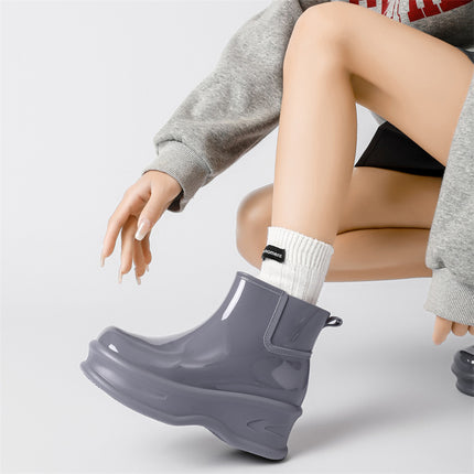 Cross-Border Wholesale Japanese-Style New Fashion Rain Boots for Women, Non-Slip Waterproof Shoes, Girls' Camping Rubber Shoes, Shiny Rain Boots