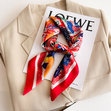 Simulated Silk Printed Silk Scarf for Women, Korean Cashew Leopard Print Headscarf, Four-Season Scarf, Professional Scarf Wholesale