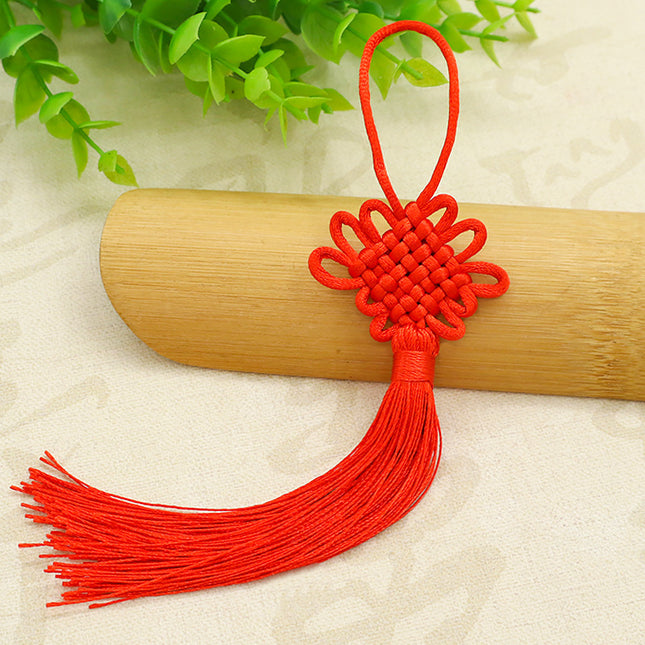 Small Chinese Knot Wholesale, Square Knot Tassel Pendant, Fan Bookmark, Ancient Style Long Tassel Pendant, Red