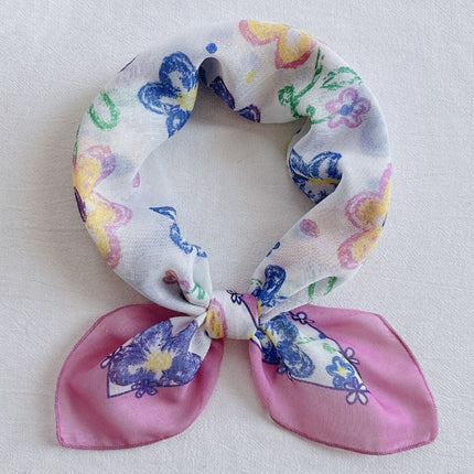 Hanging Card Gift Small Square Scarf for Women, Cotton Blend New Printed Sweet Fashionable Neck Scarf, Soft
