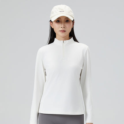 7A Antibacterial Half-Zip Stand-Up Collar Fleece-Lined Sweatshirt for Men and Women Far Infrared Heating Casual Sports Elastic Quick-Drying T-Shirt