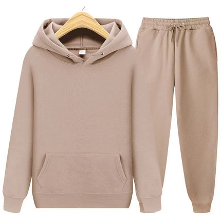 Men's suit Foreign Trade Cross-border Sports Sweater Pullover Sweater Fleece Fashion Solid Color Men's Hoodie Two-piece Set
