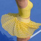 Yellow and white plaid skirt / S