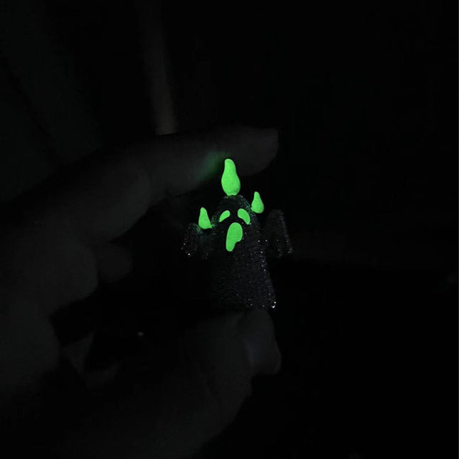 Hip-Hop Cute Colorfulful Luminous Ghost Pendant Necklace Niche Street Stylish Diamond Cartoon Sweater Chain Jewelry
