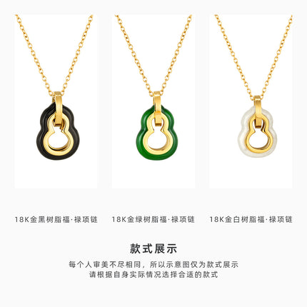 New Chinese style K gold gourd necklace women's high-end sense of non-fading clavicle chain niche design sense titanium steel jewelry wholesale