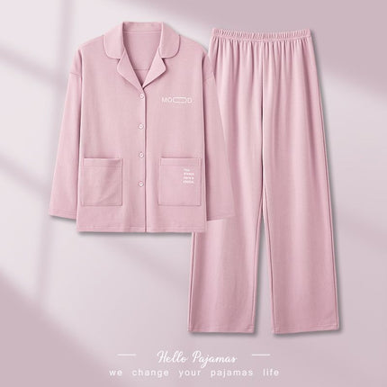Pure Cotton Pajamas Women's Spring and Autumn 2024 New Long Sleeve Trousers Outer Wear plus size Women's Home Clothes suit