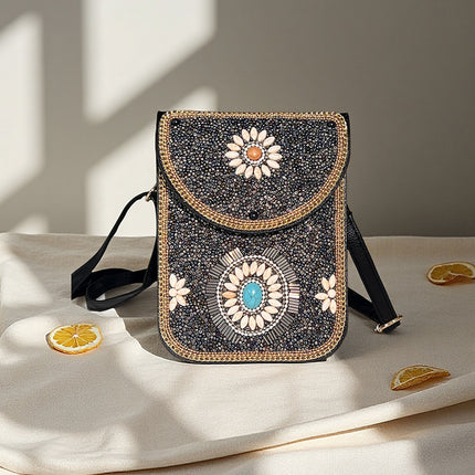 Ocean Series Exquisite Heavy-Duty Rice Bead Shoulder Bag Qingdao Ocean World Travel Souvenir Mobile Phone Bag Cross-Body Bag