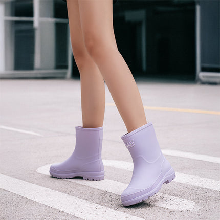 Exported to Japan and South Korea 2025 New Fashion Mid-Calf Rain Boots for Women, Non-Slip Water Shoes, Lightweight Waterproof Rubber Shoes