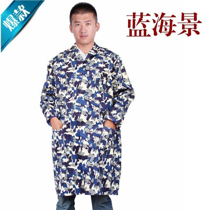 New blue gown long-sleeved work clothes men's and women's moving clothes blue camouflage work clothes robe white solid work clothes, made