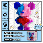 6147 blue pink love violent bear