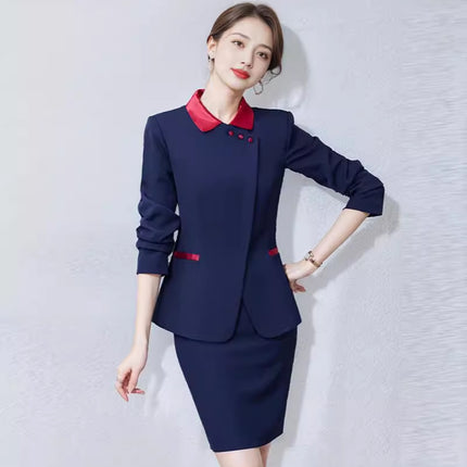 Hotel Work Clothes Autumn and Winter Women's Long Sleeve Hot Pot Restaurant Restaurant Hotel Front Desk Cashier Work Clothes