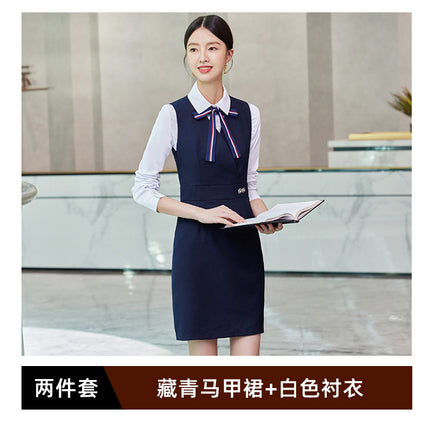 Professional dress Women's Autumn Temperament Jewelry Hotel Front Desk Work Clothes Flight Attendant Beauty Salon Reception Workwear Dress Set