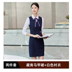 Navy Blue Vest dress White Shirt / S