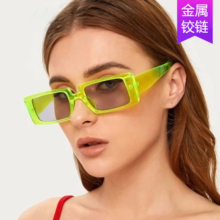 Fluorescent Green Sunglasses Cross-Border Supply Square Sunglasses for Women 2020 New Fashion Street Shooting Catwalk Sunglasses