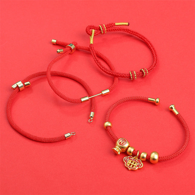 Handmade DIY Semi-finished Adjustable New Year Braided Rope Benmingnian Red Rope Jewelry Accessories Material Beaded Hand Rope