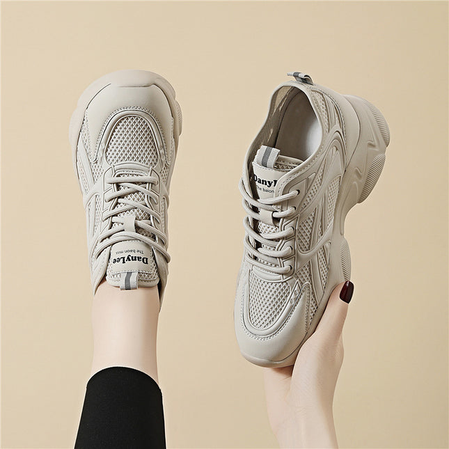 Small Thick Bottom Tall Torre Shoes Women's Mesh Running Shoes Spring and Summer New Lightweight Breathable Sports Casual Shoes