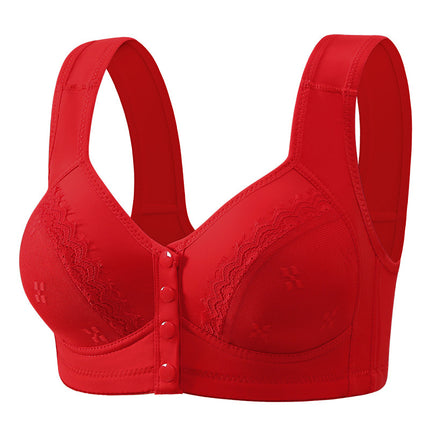 Benmingnian year ago, big red chubby girl plus size lace coat with buckle, large chest, small without steel ring, thin cup vest bra