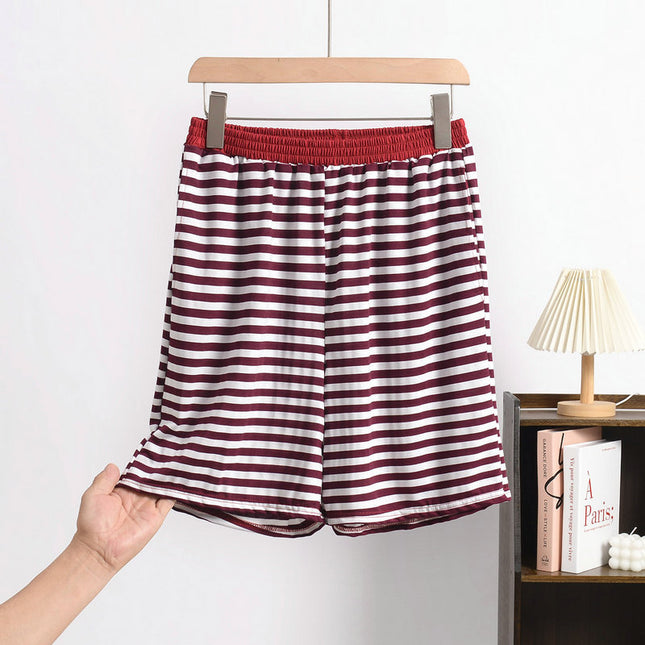 Cross-Border Summer Striped Modal Shorts Women's Home Pants Japanese-Series Loose Outer-Wearing plus size Bit Cotton Home Pants