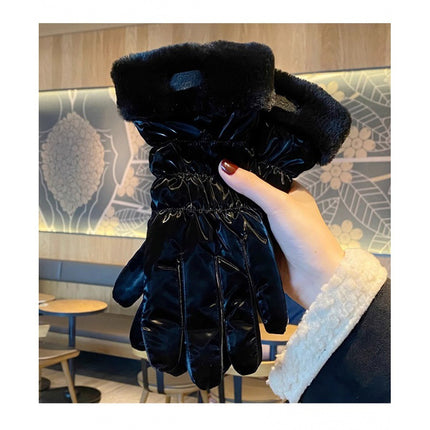 Winter Warm Gloves Female Students Thick Cotton Touch Screen Down Gloves Cycling Cold-proof Windproof fleece-lined Ski Gloves