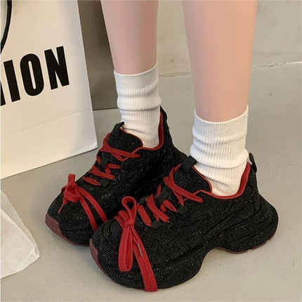 Stylish Full Diamond-Embellished Dad Sneakers, New Autumn 2026 Thick-Soled Trendy Street-Style Sports Casual Shoes, Versatile and Fashionable