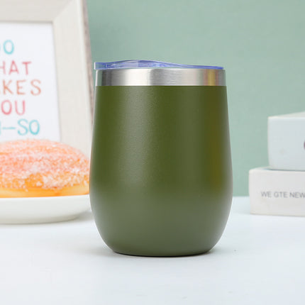 304 Stainless Steel Eggshell Cup Portable Cross-Border U-Shaped Wine Thermos Cup 12oz Cup American Style Wholesale Aviation Cup