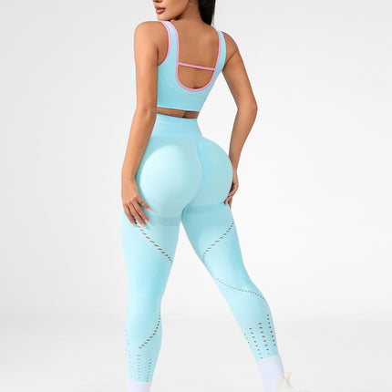 Manufacturer Seamless Yoga Suit Women's Sports Bra Tight Fitness Yoga Pants Butt Lifting Leggings Peach Butt Solid Color
