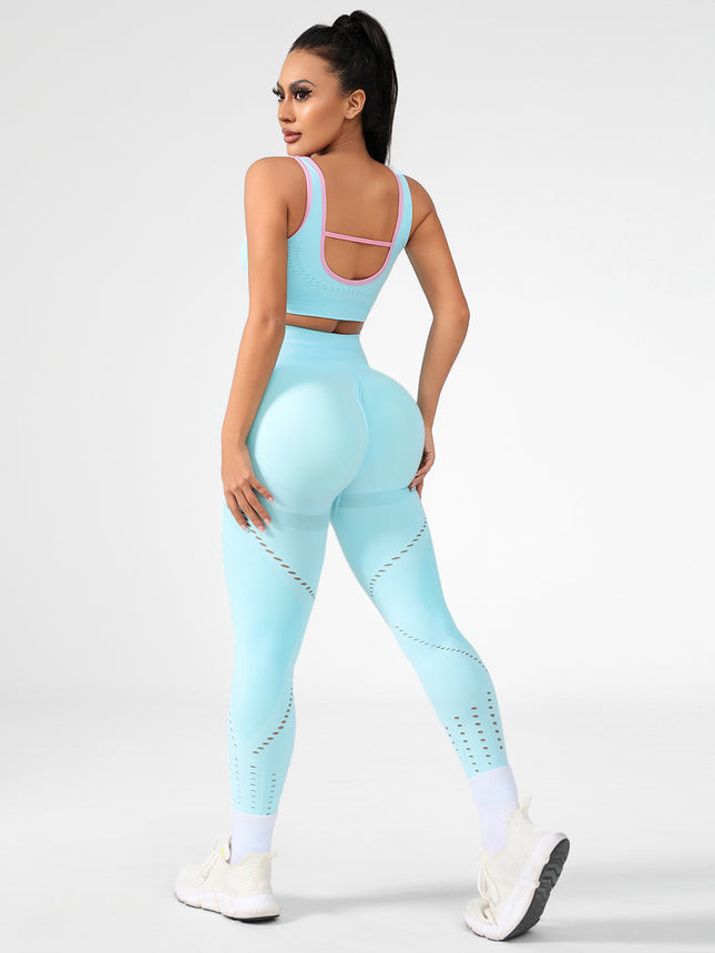 Manufacturer Seamless Yoga Suit Women's Sports Bra Tight Fitness Yoga Pants Butt Lifting Leggings Peach Butt Solid Color