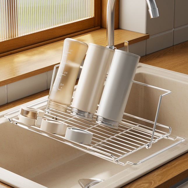 Stainless Steel Sink Draining Basket Kitchen Sink Retractable Bowl and Dish Basin Draining Rack Multifunctional Tableware Bowl and Chopsticks Draining Rack