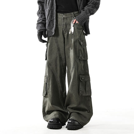 2025 New Washed Deconstructed Workwear Jeans for Men and Women, Retro Multi-Pocket Slim Straight Floor-Length Pants