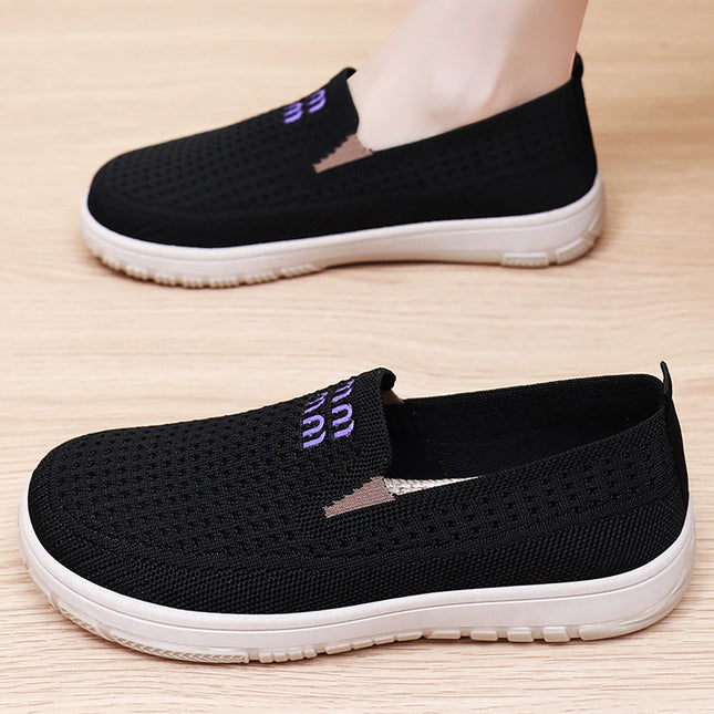 Women's Shoes, Versatile Summer New Style Slip-On Old Beijing Cloth Shoes, Fly-Woven Mesh Breathable Casual Shoes Wholesale