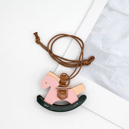Leather decorative small Trojan horse pendant female car keychain rearview mirror pendant rocking Trojan bag pendant wholesale