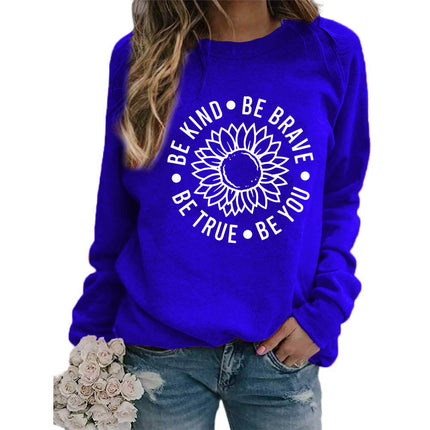 Foreign trade supply be like flower printed round neck jacket sweater European size ladies coat long sleeve cross-border autumn and winter
