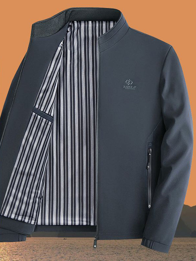 [Cross-Border Wholesale] Men's Stand-Up Collar Jacket Autumn and Winter Casual Middle-Aged and Elderly Dad Spring & Fall High-End Men's Jacket
