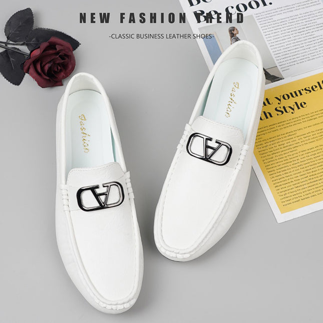 Doug shoes men's 2022 new autumn lazy men's casual Lefu leather shoes Business feet light a generation of hair