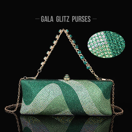Cross-Border New Fashion Crystal Gradient Small Diamond Hollow Evening Clutch Bag Chain Shoulder Evening Bag Chain Women's Bag