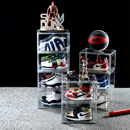 Folding Transparent Visible Side Door Extra-large Shoe Box Stacked Magnetic Absorbing High Permeability Shoe Rack Sports Shoe Display Shoe Wall