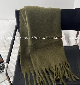 Solid Color Thickened Long Scarf Women's 2024 Autumn and Winter New Korean Style Winter Students All-match Shawl Scarf Pink