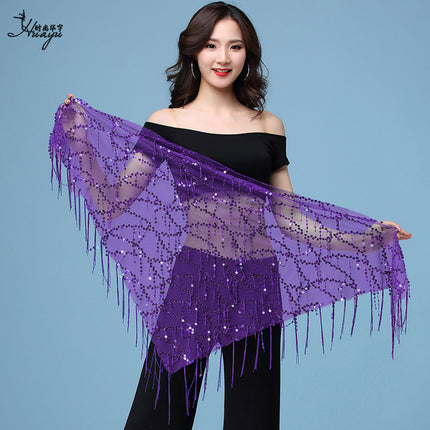 Belly Dance Waist Chain Sequin Tassel Triangle Scarf Performance Hip Scarf Practice Waist Chain Waist Scarf Hip Scarf Clothing Belt Wholesale