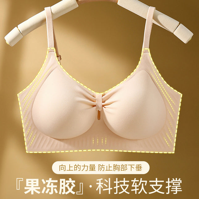 Pleated Hollow-out Traceless Underwear Live-generation Naked Comfortable No Steel Rings Soft Support Fixed Cup Bra Cross-border